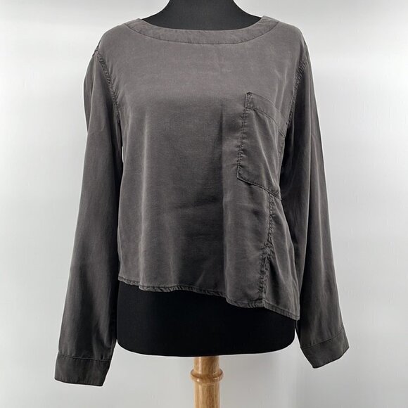 BELLA Dahl asymmetrical top lagenlook blouse soft comfy sz xs career - Picture 2 of 10